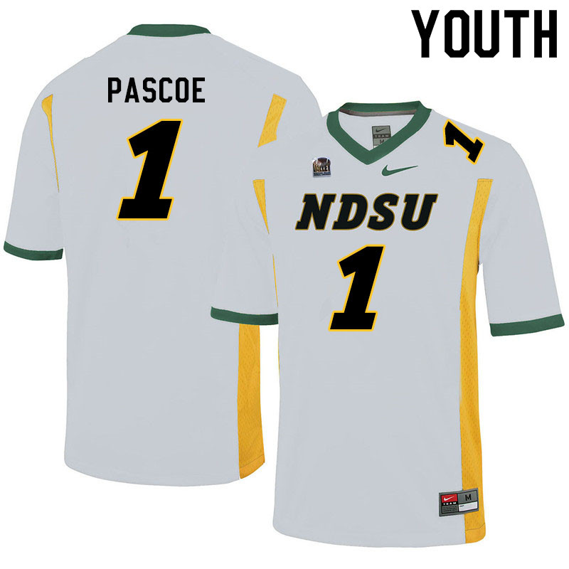 Youth #1 Britton Pascoe North Dakota State Bison College Football Jerseys Sale-White